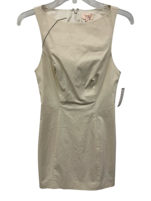 Camila Coelho Size S Cream Beige Viscose Blend Sleeveless Boat Neck Dress Cream Beige / S