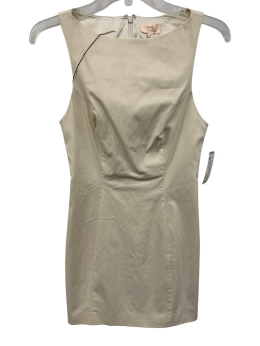 Camila Coelho Size S Cream Beige Viscose Blend Sleeveless Boat Neck Dress Cream Beige / S