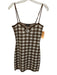 For Love & Lemons Size XS Brown & White Polyester Blend Knit Gingham Dress Brown & White / XS