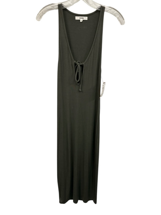 Joah Brown Size S/M Dark Green Rayon Blend Ribbed Sleeveless Tie Detail Dress Dark Green / S/M