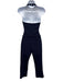 Lovers and Friends Size S Navy Blue Viscose Blend Halter Neck Open Back Jumpsuit Navy Blue / S
