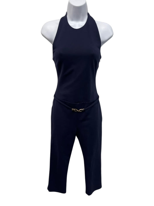 Lovers and Friends Size S Navy Blue Viscose Blend Halter Neck Open Back Jumpsuit Navy Blue / S