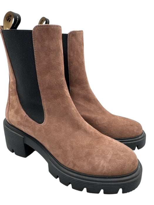 Stuart Weitzman Shoe Size 10 Brown & Black Leather Upper Suede Lug sole Boots Brown & Black / 10