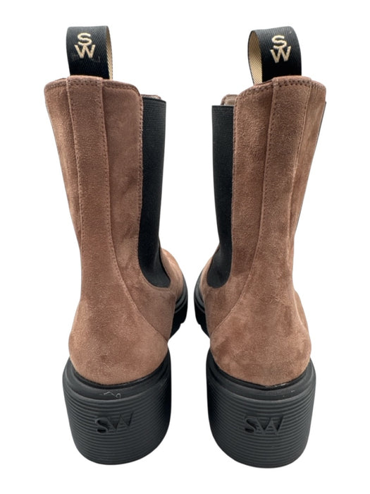 Stuart Weitzman Shoe Size 10 Brown & Black Leather Upper Suede Lug sole Boots Brown & Black / 10