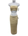 Retrofete Size S Cream Beige Cotton Blend Strapless Metallic Thread Skirt Set Cream Beige / S