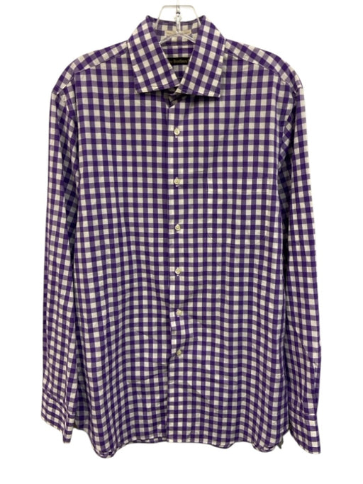 Miller Brothers Size M Purple & White Cotton Gingham Button Up Long Sleeve Shirt Purple & White / M