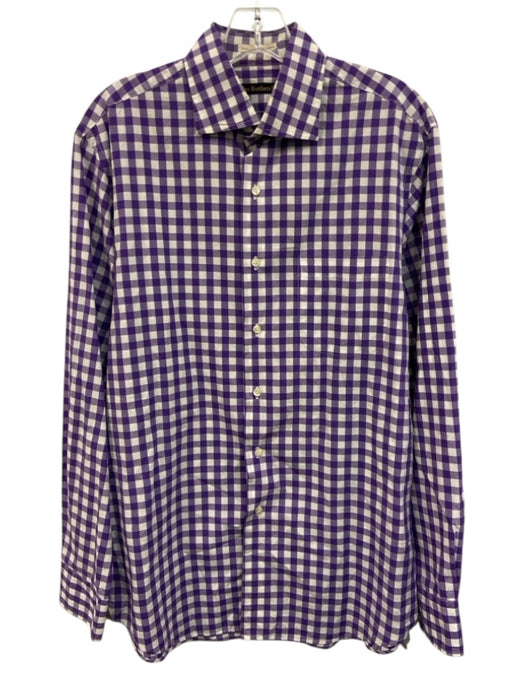 Miller Brothers Size M Purple & White Cotton Gingham Button Up Long Sleeve Shirt Purple & White / M