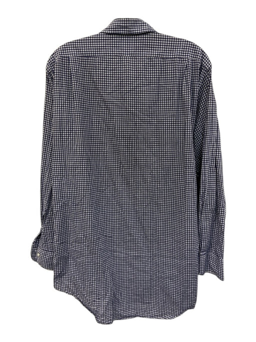 Sid Mashburn Size L Navy & White Cotton Gingham Button Up Long Sleeve Shirt Navy & White / L