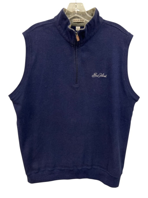 Peter Millar Size M Navy Cotton Solid Vest Quarter Zip Men's Jacket Navy / M