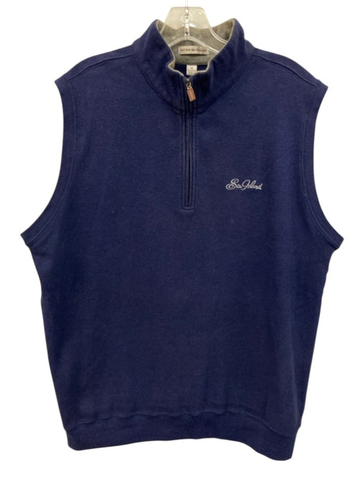 Peter Millar Size M Navy Cotton Solid Vest Quarter Zip Men's Jacket Navy / M