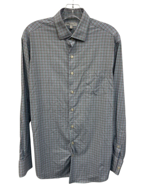 Peter Millar Size M Purple & Multi Print Synthetic Micro Men's Long Sleeve Shirt Purple & Multi Print / M