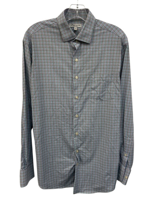 Peter Millar Size M Purple & Multi Print Synthetic Micro Men's Long Sleeve Shirt Purple & Multi Print / M