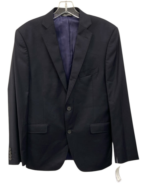 Saks Fifth Ave Navy Wool Blend Solid Notch Lapel 2 Button Men's Suit Navy / 40R