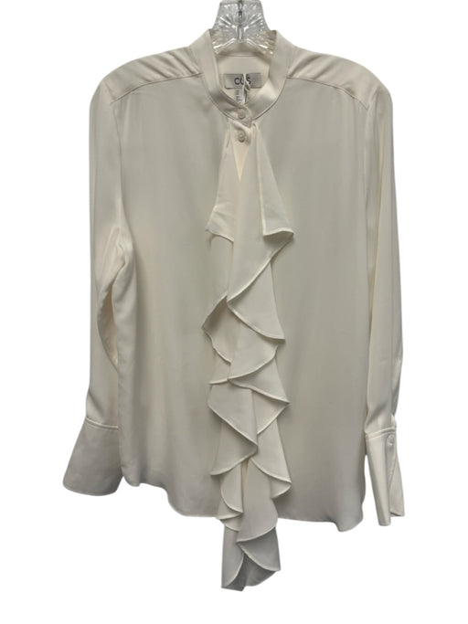 COS Size 6 Cream White Polyester Long Sleeve Ruffle Button Front Top Cream White / 6