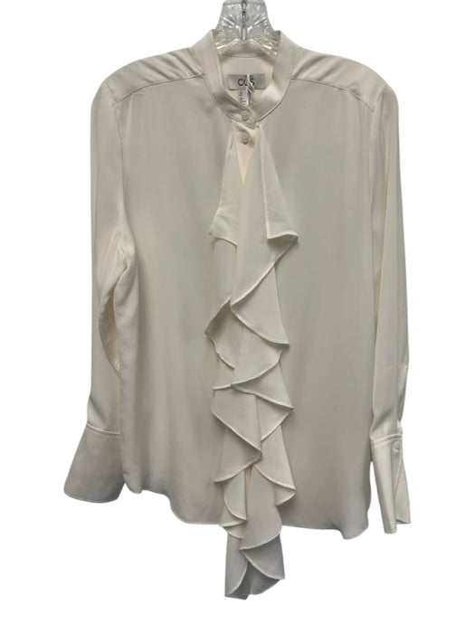 COS Size 6 Cream White Polyester Long Sleeve Ruffle Button Front Top Cream White / 6