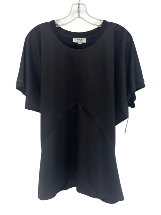 COS Size Large Black Short Sleeve Ribbed Paneled Top Black / Large