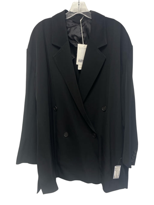 COS Size XS Black Acetate Long Sleeve Button Front Side Slit Oversize Jacket Black / XS
