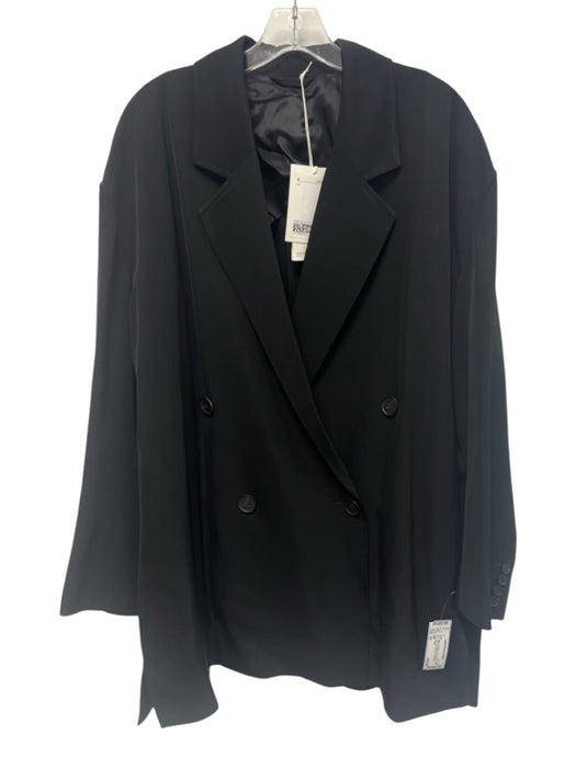 COS Size XS Black Acetate Long Sleeve Button Front Side Slit Oversize Jacket Black / XS