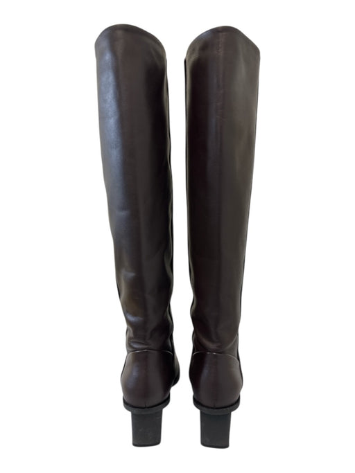 COS Shoe Size 38.5 Burgundy Brown Leather Upper Square Toe Block Heel Boots Burgundy Brown / 38.5