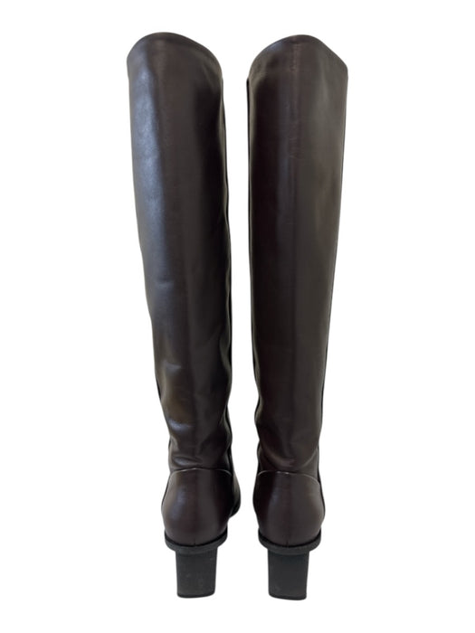 COS Shoe Size 38.5 Burgundy Brown Leather Upper Square Toe Block Heel Boots Burgundy Brown / 38.5