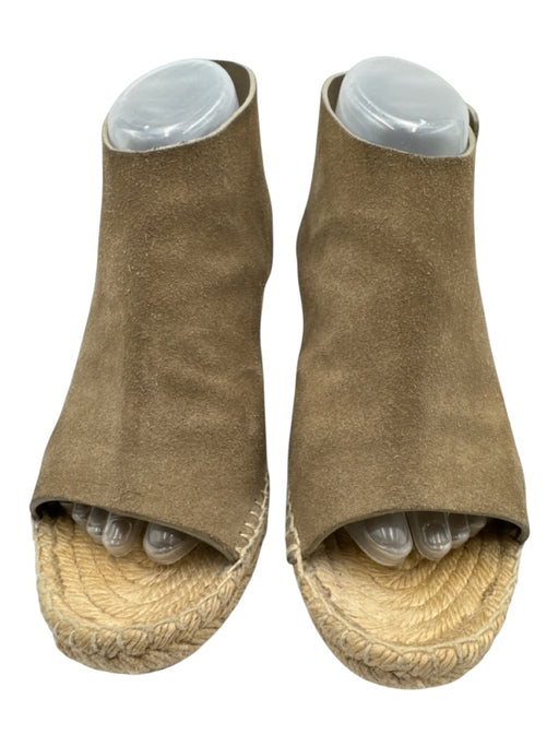 Celine Shoe Size 39 Taupe Gray Leather Suede Raffia Open Toe Velcro Espadrille Taupe Gray / 39