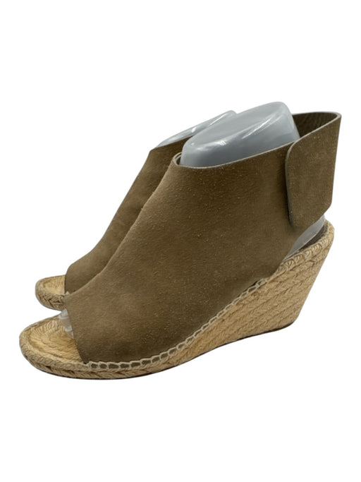 Celine Shoe Size 39 Taupe Gray Leather Suede Raffia Open Toe Velcro Espadrille Taupe Gray / 39