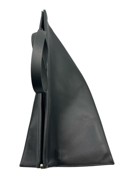 COS Black Leather Shoulder Strap Abstract Print Hinge Open Bag Black / Medium