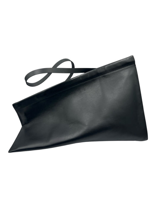 COS Black Leather Shoulder Strap Abstract Print Hinge Open Bag Black / Medium