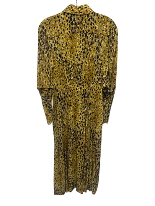 COS Size 8 Yellow & Brown Rayon Long Sleeve Abstract Print Zip Front Maxi Dress Yellow & Brown / 8