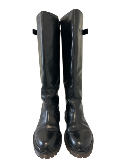 Marni Black Leather Upper Gold hardware Buckle Round Toe Boots Black