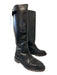 Marni Black Leather Upper Gold hardware Buckle Round Toe Boots Black