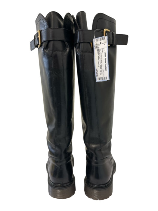 Marni Black Leather Upper Gold hardware Buckle Round Toe Boots Black