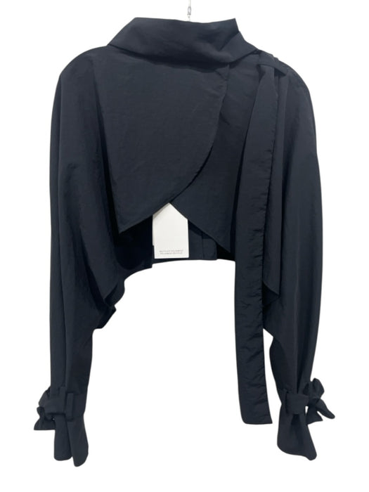 COS Size One Size Black Tencel Long Sleeve Button Front Cropped Jacket Black / One Size