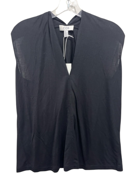 COS Size Small Black Lyocell Sleeveless Drape Sheer Top Black / Small