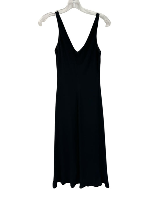 Jones New York Size 4 Black Polyester Sleeveless V Neck Rhinestone Midi Dress Black / 4