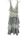 En Saison Size S White, Blue, Green Polyester Sleeveless Surplice Floral Dress White, Blue, Green / S