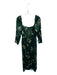 Reformation Size 8 Dark Green & Pink Silk Long Sleeve Floral slit Dress Dark Green & Pink / 8