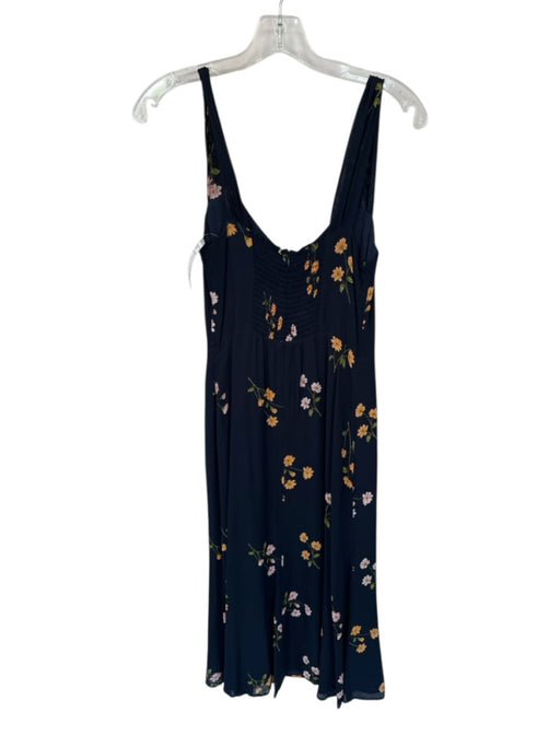 Reformation Size 6 Navy & Pink Viscose Floral Straps Slit Maxi Dress Navy & Pink / 6