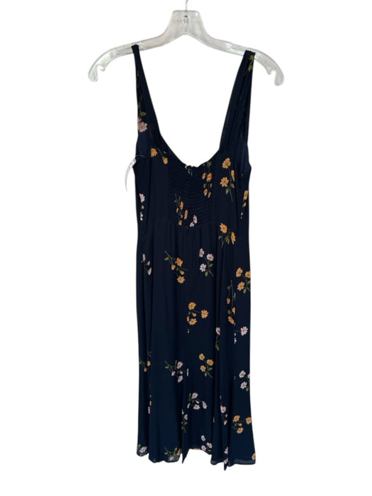 Reformation Size 6 Navy & Pink Viscose Floral Straps Slit Maxi Dress Navy & Pink / 6