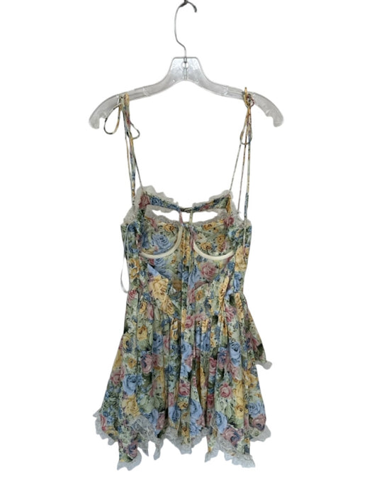 For Love & Lemons Size M Yellow & Multi Polyester Strapless Underwire Romper Yellow & Multi / M