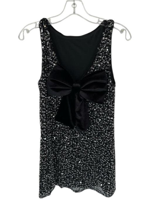 Saylor Size XS Black Polyester Blend Sequin & Beaded High Neck Bow Mini Dress Black / XS