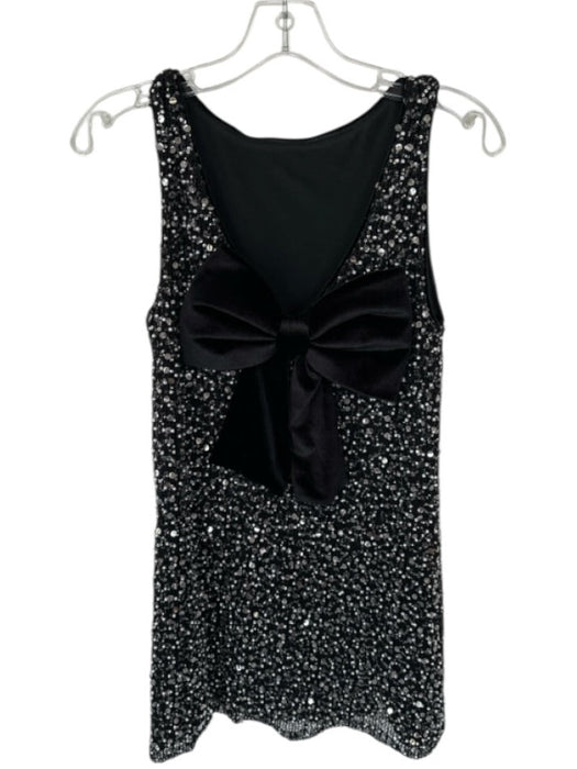 Saylor Size XS Black Polyester Blend Sequin & Beaded High Neck Bow Mini Dress Black / XS
