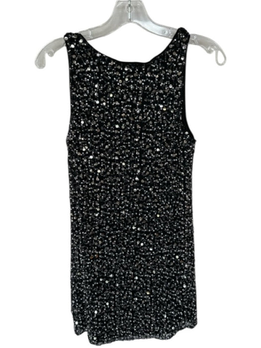Saylor Size XS Black Polyester Blend Sequin & Beaded High Neck Bow Mini Dress Black / XS