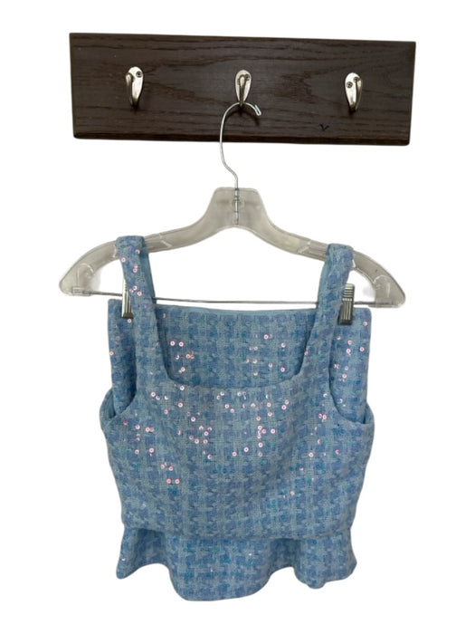 Storia Size S Blue Polyester Sequin Cropped Mini Skirt plaid Skirt Set Blue / S