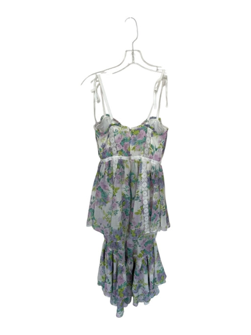 For Love & Lemons Size XS Purple & White Polyester Blend Floral Underwire Dress Purple & White / XS