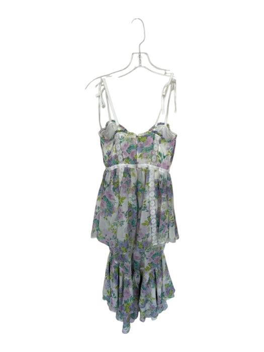 For Love & Lemons Size XS Purple & White Polyester Blend Floral Underwire Dress Purple & White / XS