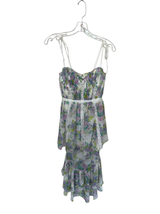 For Love & Lemons Size XS Purple & White Polyester Blend Floral Underwire Dress Purple & White / XS