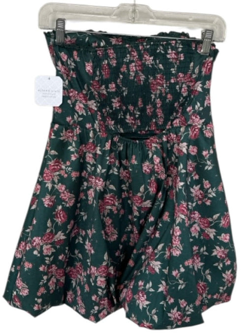 Altar'd State Size M Green & Pink Polyester Blend Strapless Floral Dress Green & Pink / M