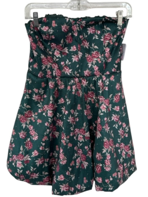 Altar'd State Size M Green & Pink Polyester Blend Strapless Floral Dress Green & Pink / M