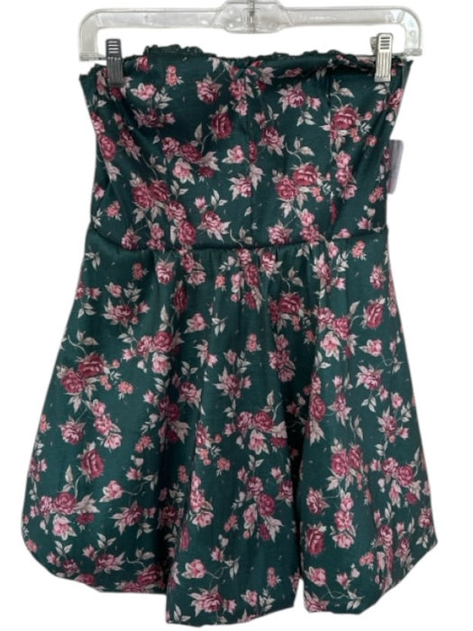 Altar'd State Size M Green & Pink Polyester Blend Strapless Floral Dress Green & Pink / M